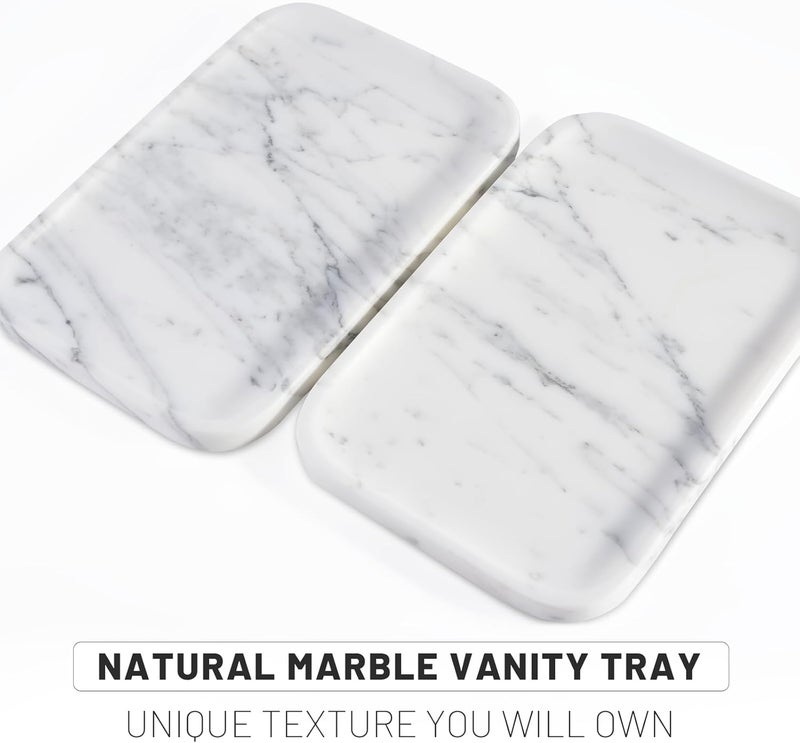 karibiber Arabescato Marble Vanity Tray - Decorative Organizer for Bathroom Countertop, Dresser, Kitchen Sink - Image 3